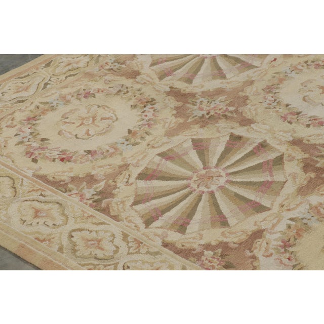 2010s Rug & Kilim’s Aubusson Style Rug in Beige-Brown With Floral Medallions For Sale - Image 5 of 8