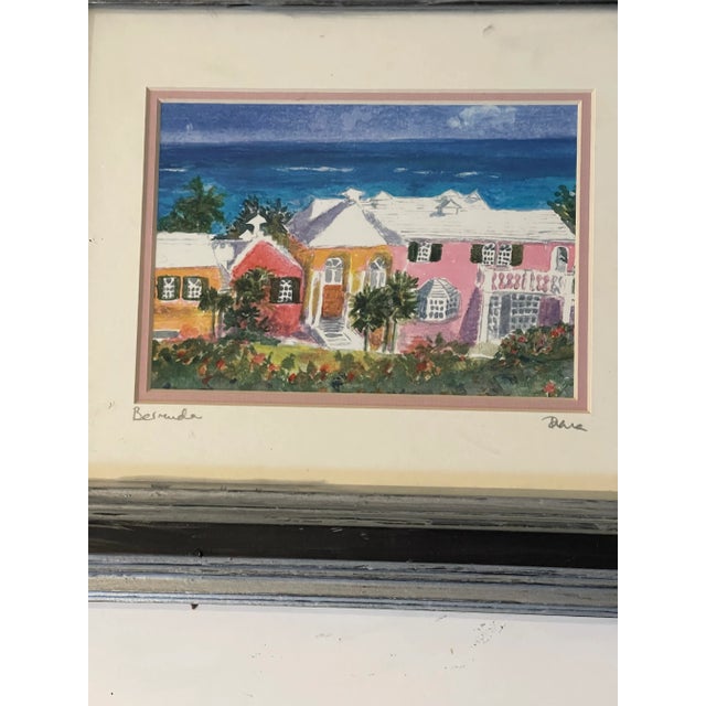 Shabby Chic Vintage Original Art Bermuda Watercolor Signed For Sale - Image 3 of 5