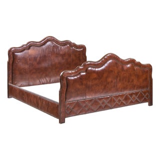 Baker Furniture Leather Nailhead Trim King Bed For Sale