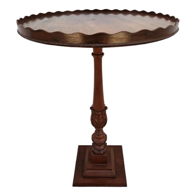 Piecrust Mahogany Pedestal Side Table For Sale