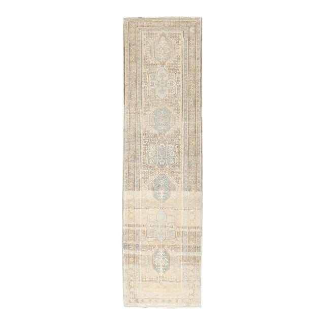 Neutral Persian Heriz Karadja Runner rug no. j5323 For Sale