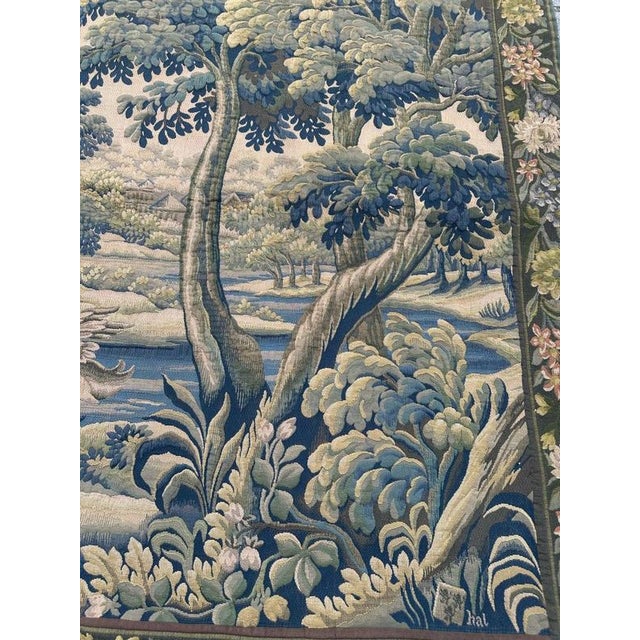 Mid-Century French Jacquard Halluin Tapestry with Verdure Mallard in the style of Aubusson, 1960s For Sale - Image 6 of 18