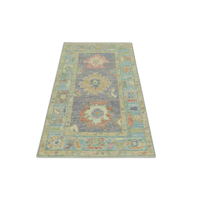 Early 21st Century Early 21st Century Multicolor Floral Design Handwoven Turkish Oushak Rug 2'10" X 5' For Sale - Image 5 of 6