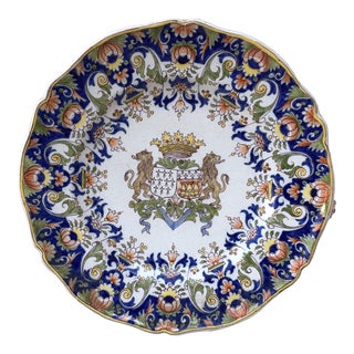 Large French Faience Platter Fourmaintraux Desvres, Circa 1890 For Sale
