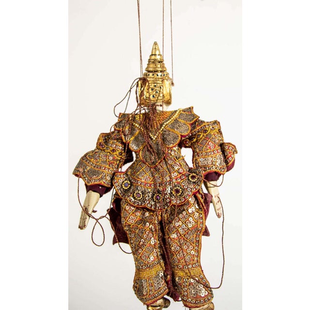 Wood 1950s Asian Handcrafted Wood Burmese String Opera Marionette Wall Decor For Sale - Image 7 of 17