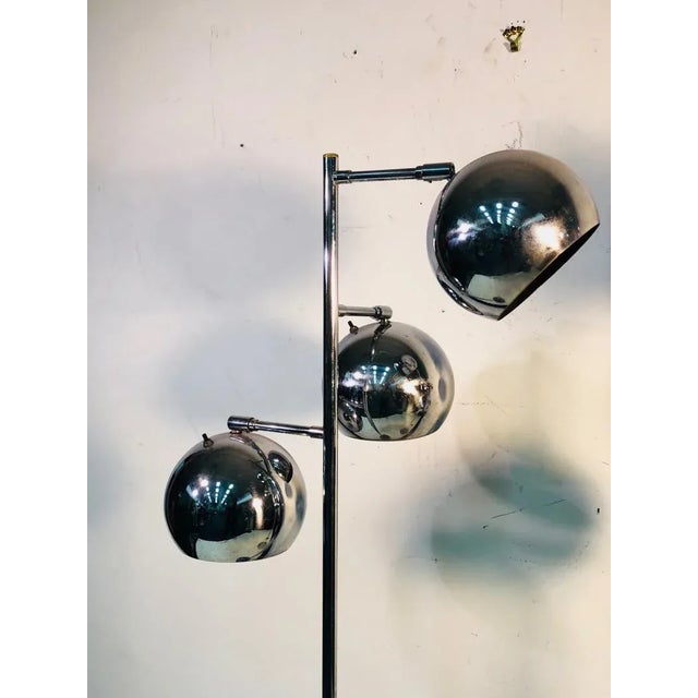 Metal Koch & Lowy Three Globe Shades Chrome Floor Lamps - a Pair For Sale - Image 7 of 8