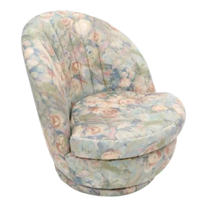 Thayer Coggin Swivel Scallop Shape Back Tilt Rocking Lounge Chair