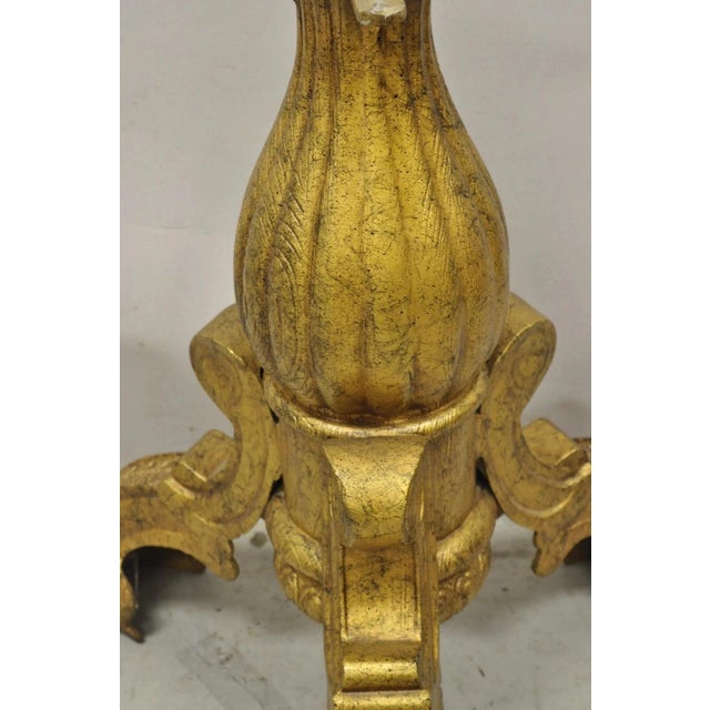 Vintage Baroque Style Gold Cast Aluminum Metal Tripod Pedestal Table Base For Sale - Image 4 of 11