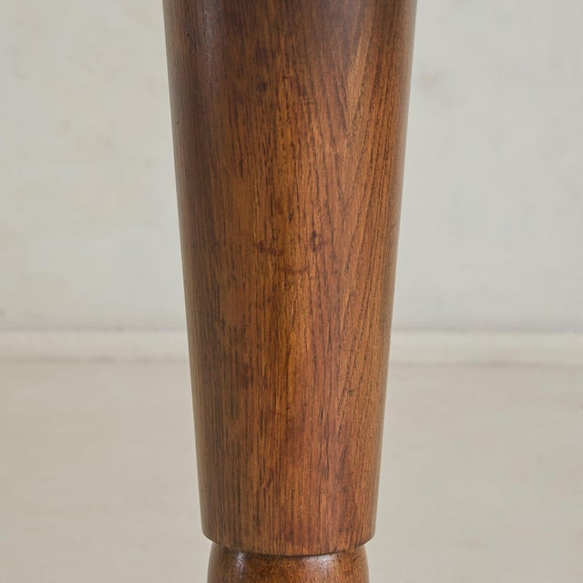 Brown French Round Wood Pedestal Accent Table, 1950s For Sale - Image 8 of 11