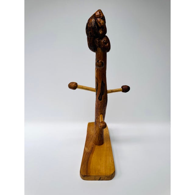 Handcrafted Burlwood Mug Tree, Artisan Live Edge Coffee Cup Holder Rack For Sale - Image 4 of 12