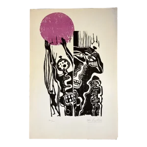 1960’s Original Vintage Abstract Wood Block Print Signed & Numbered