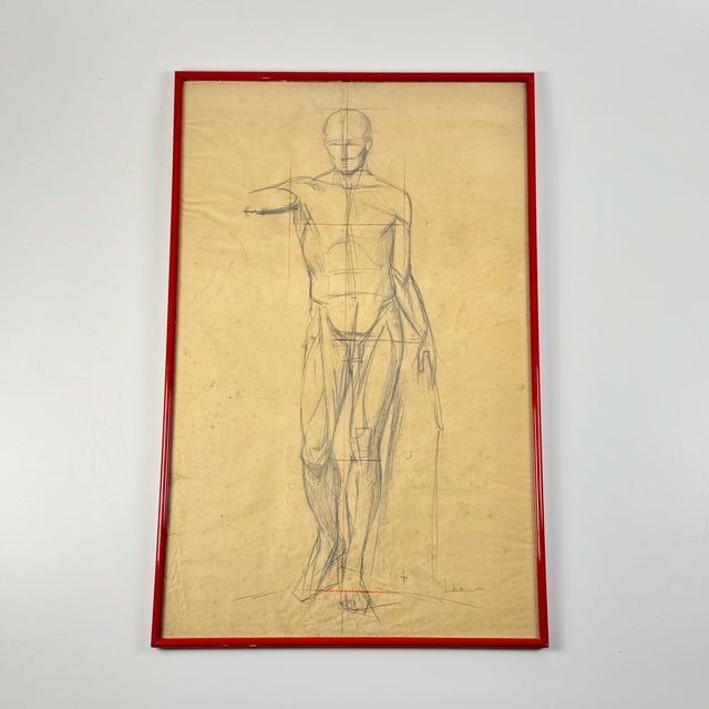 Glass Anatomical Sketch, 1950, Pencil on Paper, Framed For Sale - Image 7 of 7