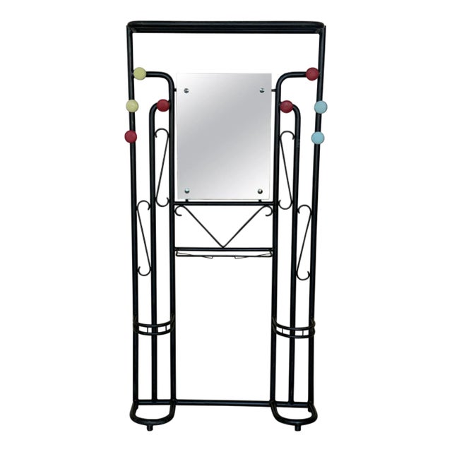 Black Wardrobe-Style Art Deco Hall Stand in Iron, France 1940s For Sale