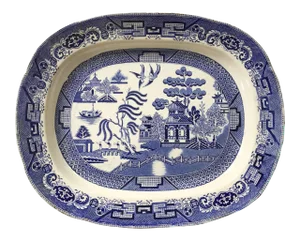 1880 Blue and White Willow Ware Platter