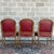 Mid 20th Century Tacked Red Vinyl & Fruitwood French Louis XV Fauteuil Dining Chairs - Set of 3 For Sale - Image 9 of 17