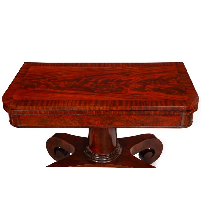 Brown Fine Pair of American Classical Mahogany Card Tables, Massachusetts Ca. 1820 For Sale - Image 8 of 13