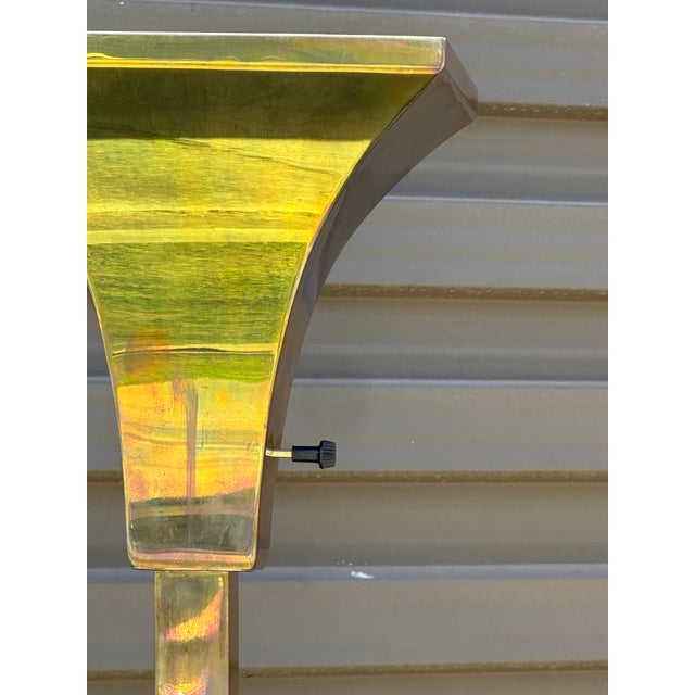 Postmodern Pair of 1970s Brass Torchieres For Sale - Image 3 of 11