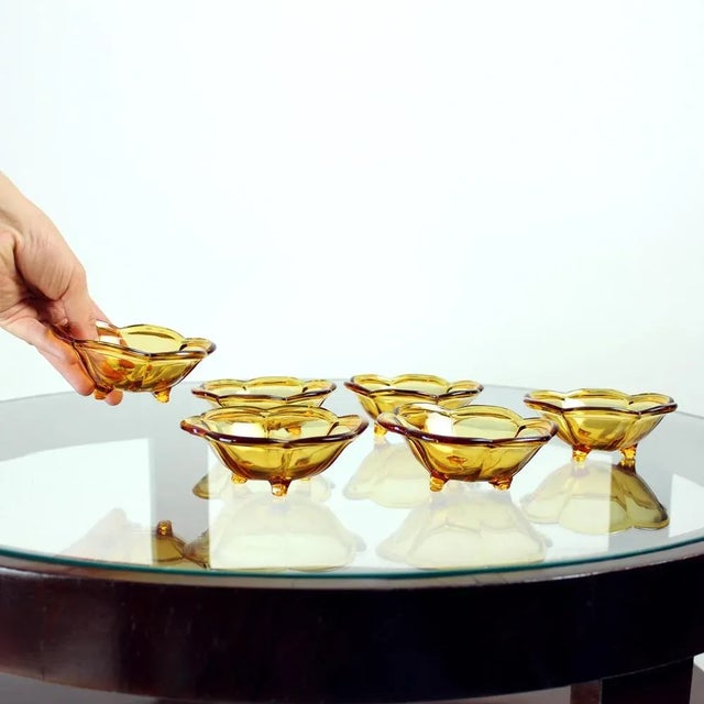 Smaller Bowls in Amber Glass from Borske Sklo, 1960s, Set of 6 For Sale - Image 6 of 9