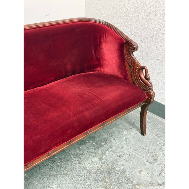 Late 20th Century Laurel Crown Empire Swan Settee For Sale - Image 5 of 12