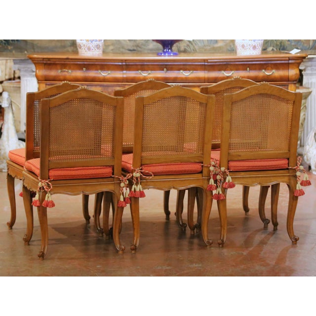 Early 20th Century French Beechwood and Cane Dining Chairs, Set of 6 For Sale - Image 13 of 14
