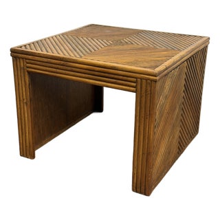 Faux Split Reed Style Side Table in the Manner of Gabriella Crespi For Sale