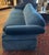Absolutely lovely cobalt blue velvet sofa with box-pleat skirt over heavy, wood turned legs, single down-stuffed bench...