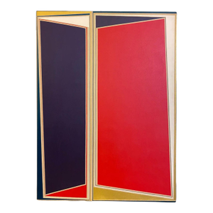 Vintage Abstract Op Hard-Edge Painting by Margaret Pomfret on Canvas