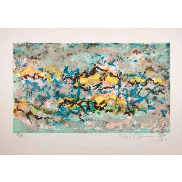 Abstract Landscape is an original artwork realized by French artist Claude Clerò (Paris 1927) . Lithograph print. Hand-...
