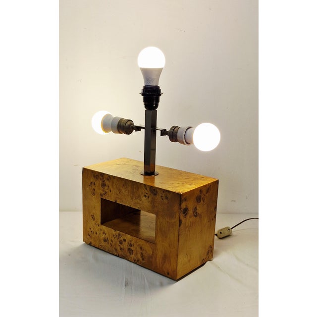Table Lamp in Birch Burl, 1970s For Sale - Image 13 of 14