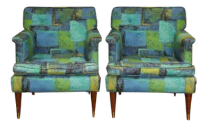 Mid Century Milo Baughman Attributed Club Chairs - a Pair
