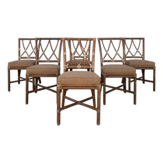 Vintage McGuire Rattan Cross Hatch Dining Chairs - Set of 6 For Sale