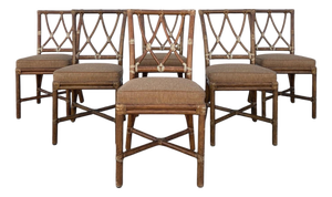 Vintage McGuire Rattan Cross Hatch Dining Chairs - Set of 6