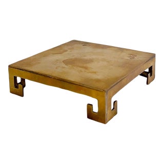 Vintage Chinoiserie Brass Display Stand Greek Key Feet Mid Century For Sale