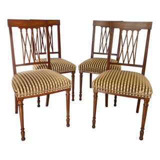 A Set of Four Antique Edwardian Inlaid Side Chairs For Sale