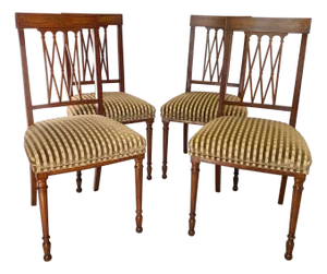 A Set of Four Antique Edwardian Inlaid Side Chairs