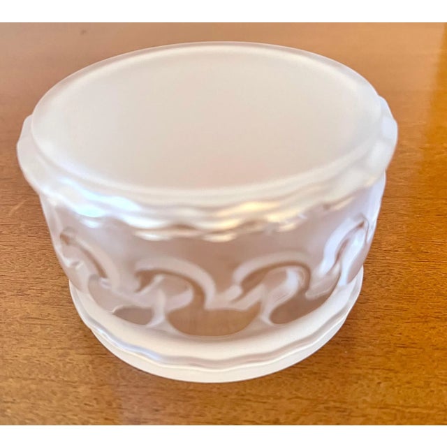 White Lalique Paris signed Frosted Lidded Box features Swans For Sale - Image 8 of 9