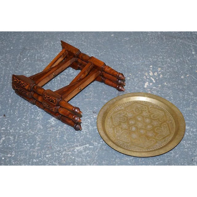 Vintage Moorish Moroccan Brass Folding Tray Table, 1920s For Sale - Image 13 of 14