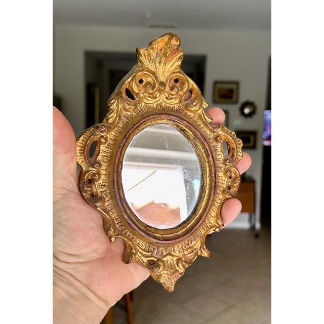 Mid 20th Century Mid-Century Italian Giltwood Florentia Accent Mirrors - A Pair For Sale - Image 5 of 16