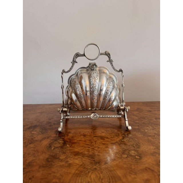 Silver Antique Silver-Plated Folding Shell Biscuit Box, 1880 For Sale - Image 8 of 8