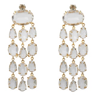 Mercedes Earrings (Clear) (Pierced French Clip) For Sale