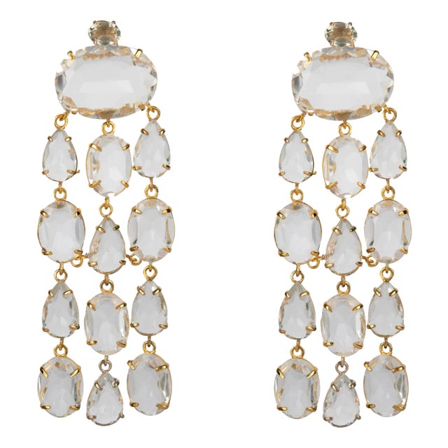 Mercedes Earrings (Clear) (Pierced French Clip) For Sale