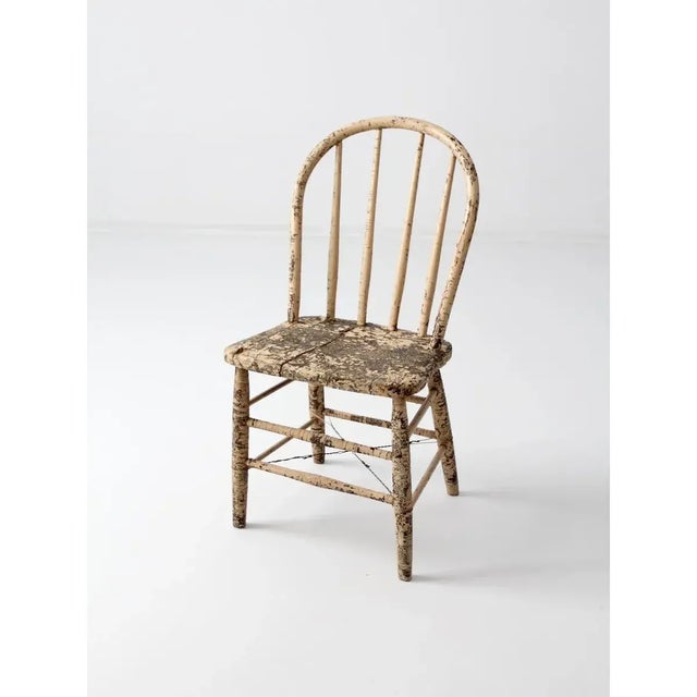 Early 20th Century Antique Spindle Back Farmhouse Chair For Sale - Image 5 of 11