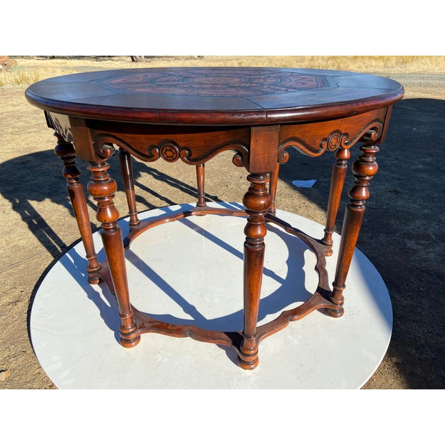 Vintage English Eight-Legged Inlaid Dining Accent Table For Sale - Image 9 of 18