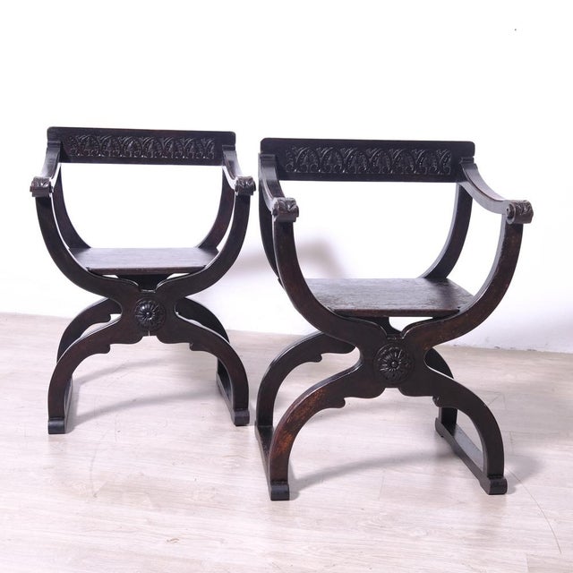 1920s Antique Dante Savonarola Chairs, 1920s, Set of 2 For Sale - Image 5 of 17