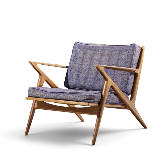 Poul Jensen for Selig Mid Century Walnut Z Lounge Chairs - Pair For Sale In Chicago - Image 6 of 13