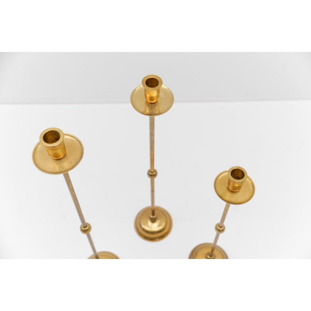 Gold Mid-Century Modern Brass Candleholders, 1960s, Set of 3 For Sale - Image 8 of 11