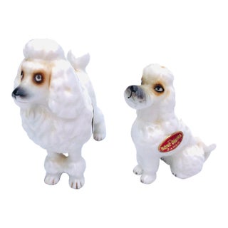 Vintage Bone China French Poodle Figurines- Set of 2 For Sale