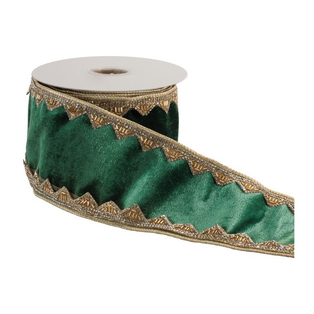 Make a grand statement with this luxurious velvet wired ribbon featuring ornate embellished trim. The rich velvet center...