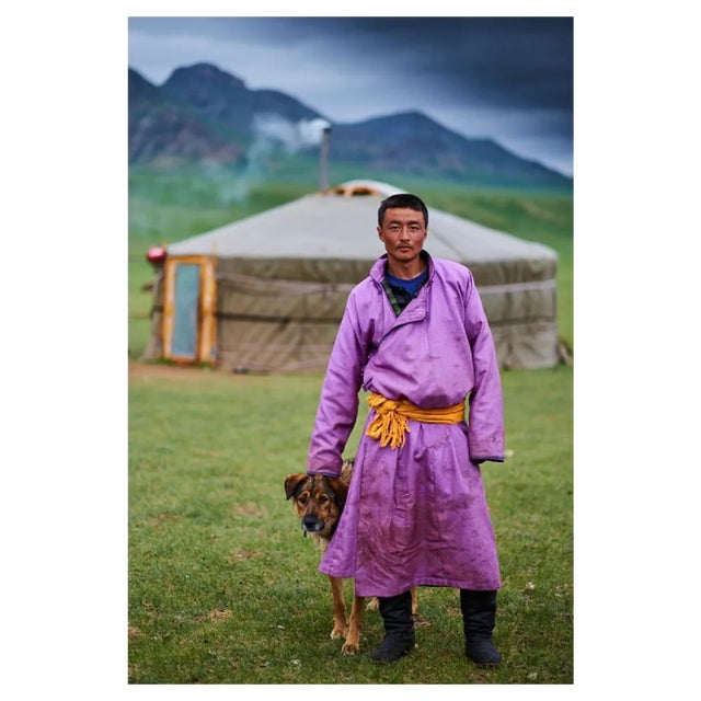 Tuul & Bruno Morandi, Mongolia, Nomad Man and Dog, Photographic Paper For Sale