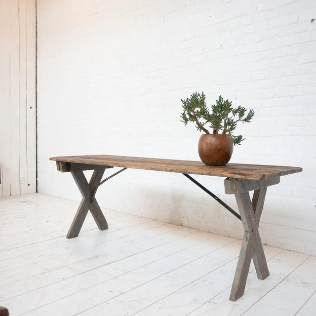 Primitive wooden console, 1930 Original patina preserved. Folding table. Fir top and base. Good condition